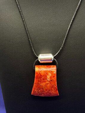 Silpada “Cardinal Rule” Sterling Silver Red Coral on Leather Cord